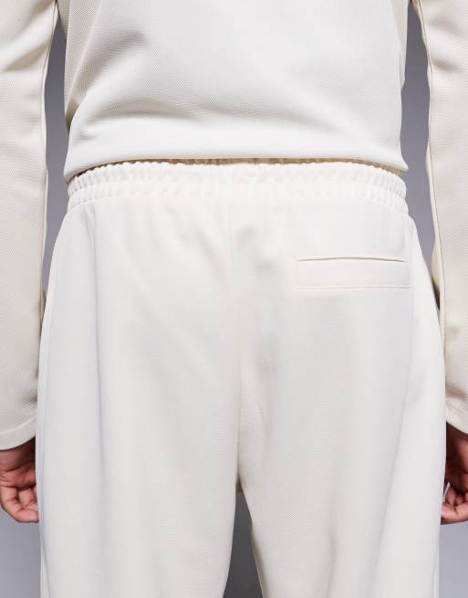 River Island pique slim jogger in ecru , 4 of 5