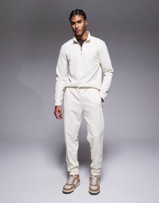 River Island Pique Slim Sweatpants In Neutral