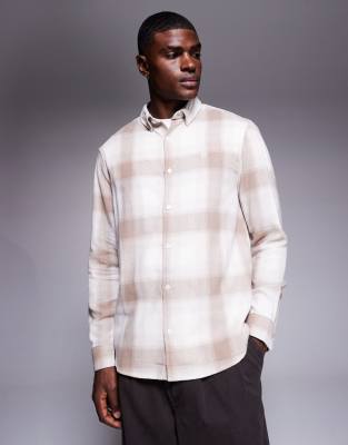 River Island Plaid Shirt In Neutral