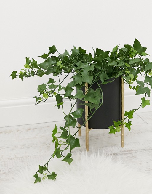 River Island plant stand in black and gold