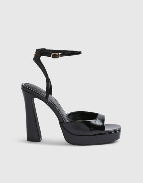 River Island Platform heeled sandals in black - view 1