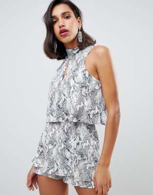 grey snake print playsuit