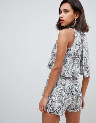 grey snake print playsuit