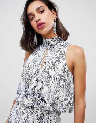 river island snake print playsuit