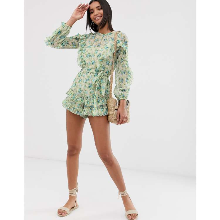 River island cheap green playsuit