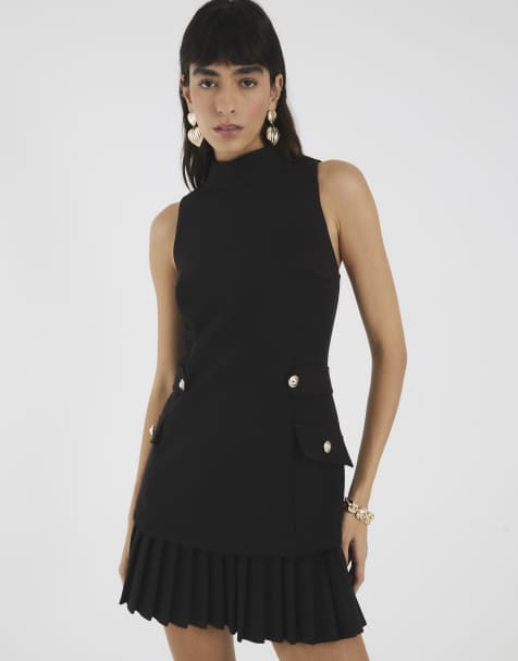 River Island Pleated hybrid mini dress in black - view 1