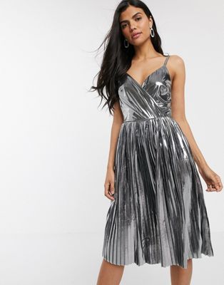metallic midi dress