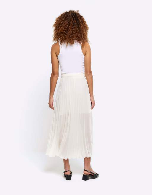 Pleated midi skirt clearance cream