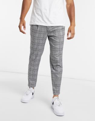 river island smart joggers in grey check