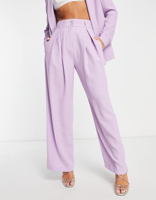 River Island pleated wide leg pants in light purple - part of a set