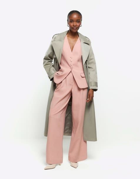 ASOS DESIGN formal wide leg pants in light pink