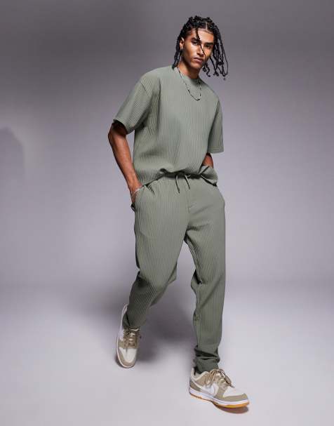 River Island plisse co-ord in light khaki - KHAKI - view 1