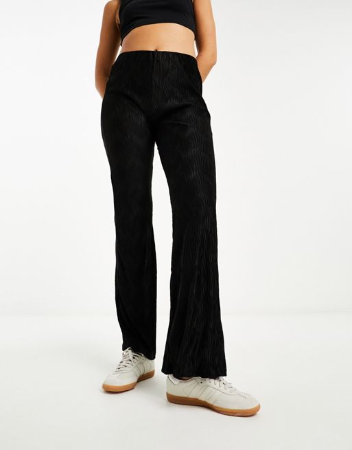 River Island plisse flare pants In black - part of a set