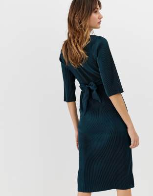 river island navy plisse dress