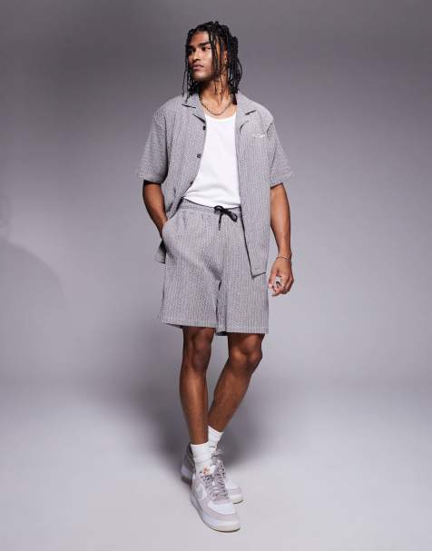 River Island plisse shorts co-ord in grey pattern - view 1