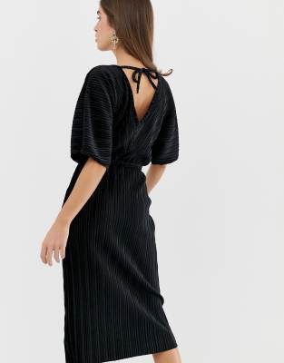 river island velvet plisse midi dress