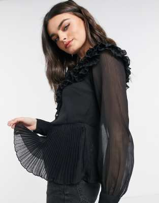 black frilly blouse