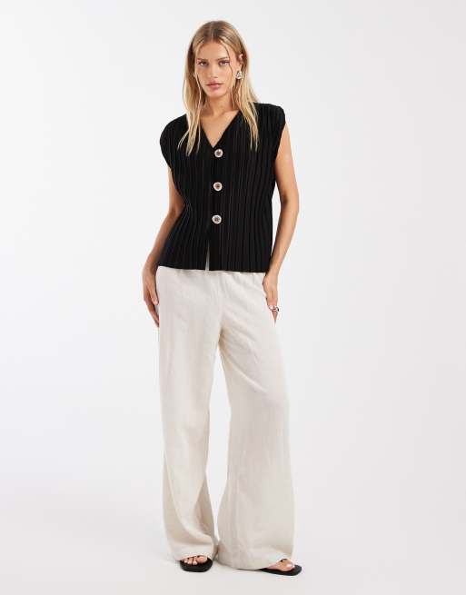 River Island plisse waistcoat in black (part of a set) , 3 of 4