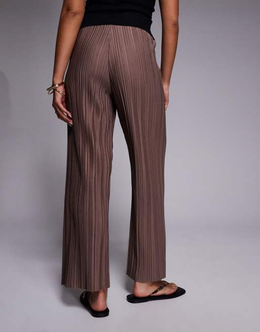 River Island plisse wide leg pants in beige, 5 of 5