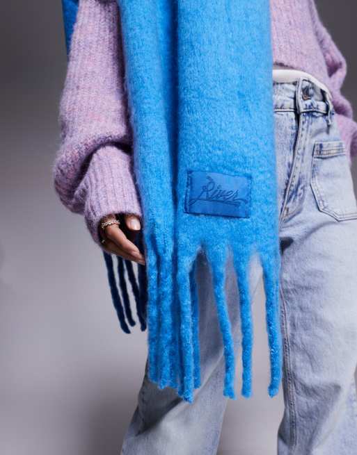 River Island - Pluizige sjaal in blauw, 2 van 4