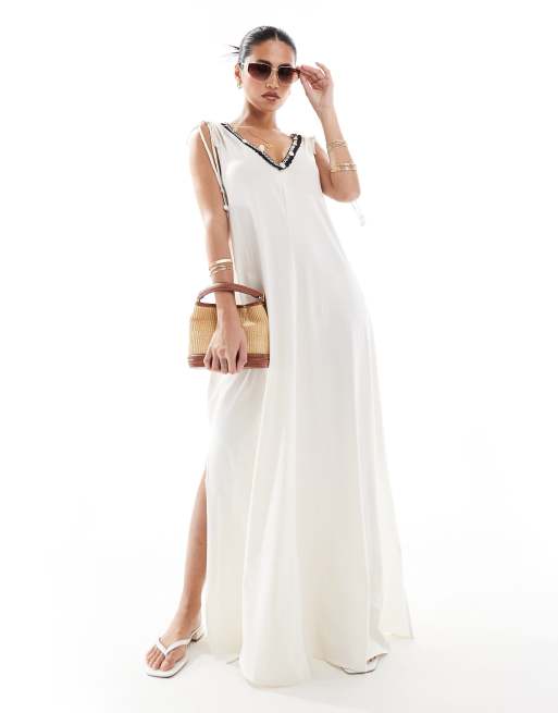 Floaty white maxi dress best sale