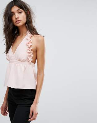 ruffle plunge top