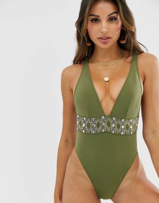 river island khaki swimsuit