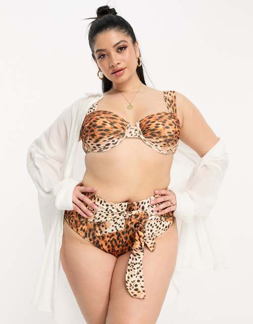 Balconette Bikini Top - Light beige/leopard print - Ladies