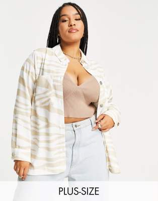 River Island Plus animal print shacket in cream - ASOS Price Checker