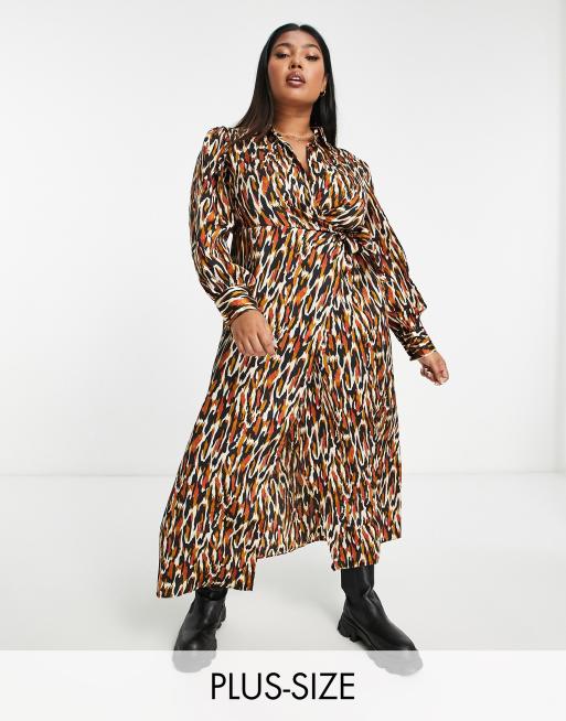 Leopard print wrap dress hotsell plus size