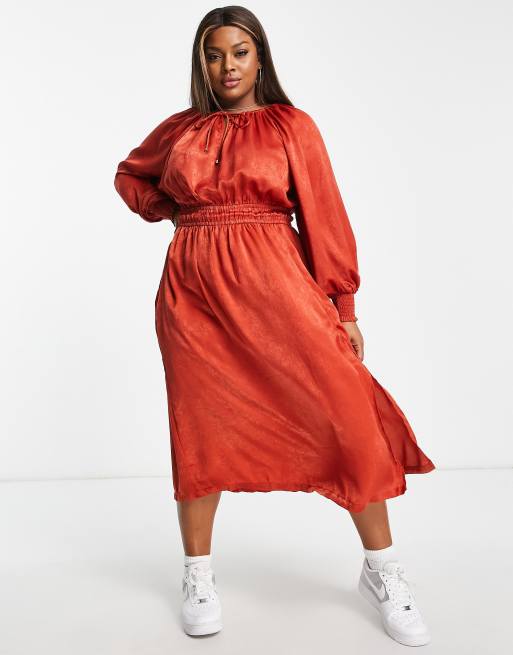 Balloon sleeve hot sale midi dress