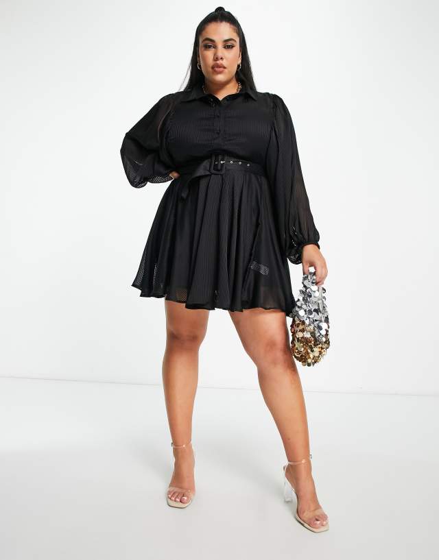 River Island Plus batwing shirt mini dress in black