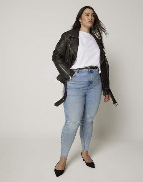 River Island Plus – Besonders eng geschnittene Jeans in Hellblau - view 1