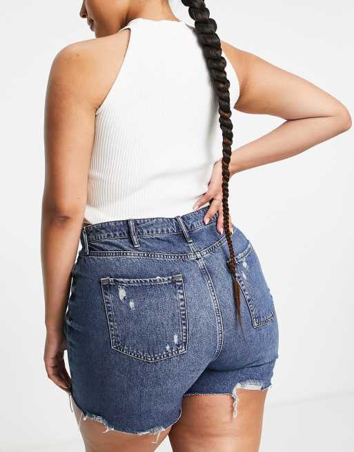 River Island Plus - Blå boyfriend-denimshorts, 2 af 4