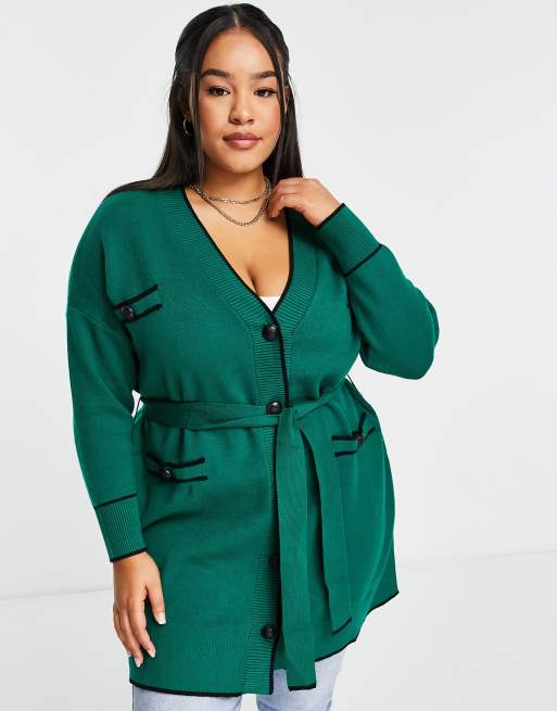 Plus size belted clearance cardigan