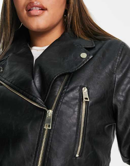 River Island Plus - Blouson style motard en similicuir - Noir, 2 de 4