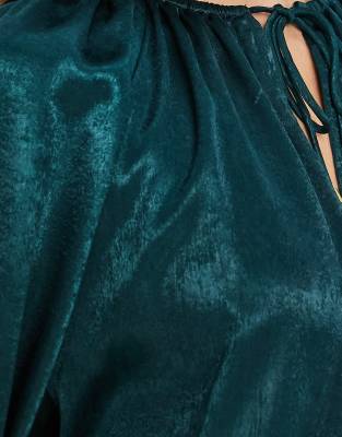 Blusa in raso verde scuro con maniche voluminose - River Island Camicia donna  - immagine1