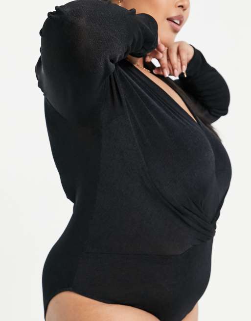 River Island Plus - Body cache-cœur - Noir, 3 de 4