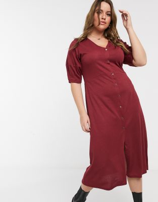 plus size button down midi dress