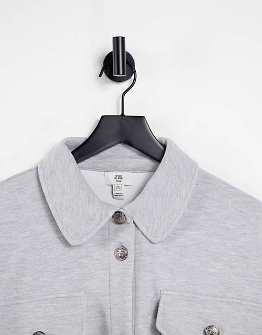  Shirts & Blouses/River Island Plus button up jersey shacket in grey 