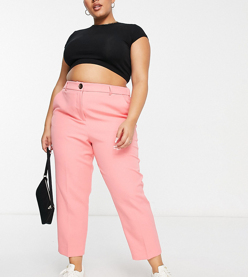 River Island Plus buttoned cigarette pants in pink - part of a set