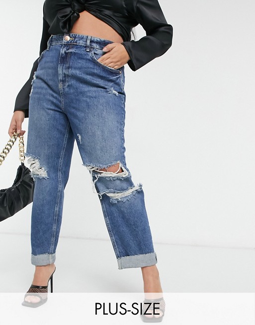 River Island Plus carrie jeans in mid authentic wash
