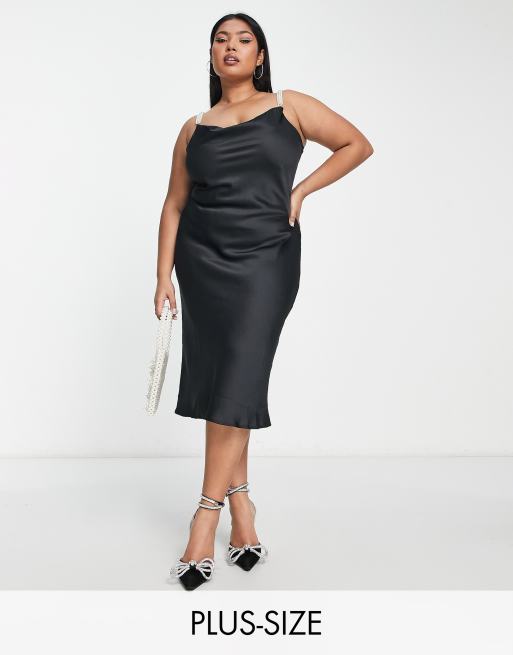 Plus size hot sale slip dress satin