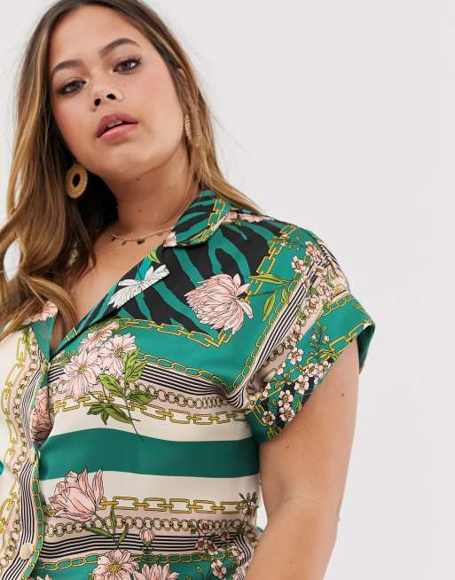 River Island Plus - Chemise fonctionnelle à imprimé foulard, 3 de 4