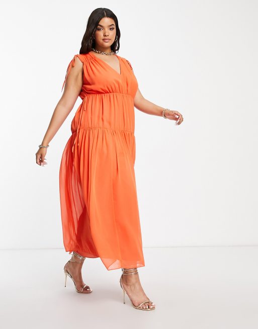 River island orange maxi hot sale dress