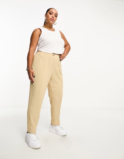 Plus Front Split High Waisted Pants