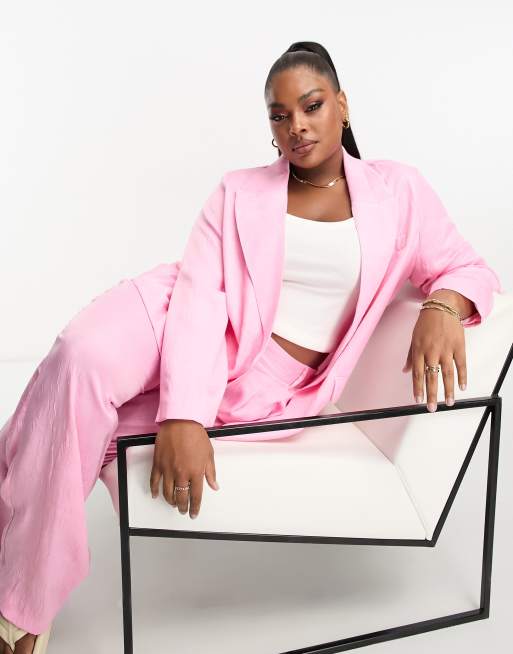 Pink suit womens plus clearance size