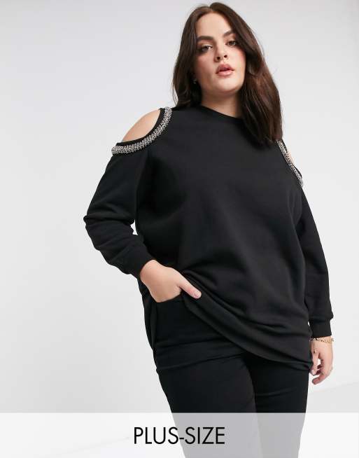 Black cold store shoulder sweatshirt