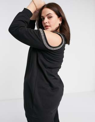 black cold shoulder sweatshirt