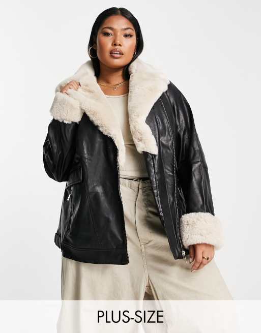 Faux fur 2024 trim biker jacket